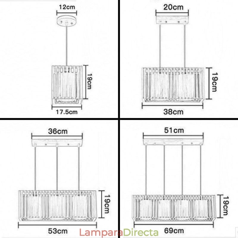 Lámpara colgante minimalista con forma de jaula de madera