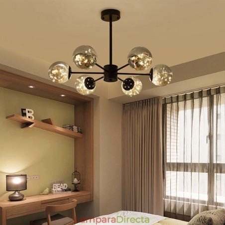Lámpara colgante de estilo nórdico con forma de frijol mágico, bola de cristal y gypsophila. Lámpara colgante de estilo nórdico con forma de frijol mágico, bola de cristal y gypsophila.