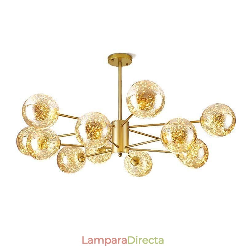 Lámpara colgante de estilo nórdico con forma de frijol mágico, bola de cristal y gypsophila.
