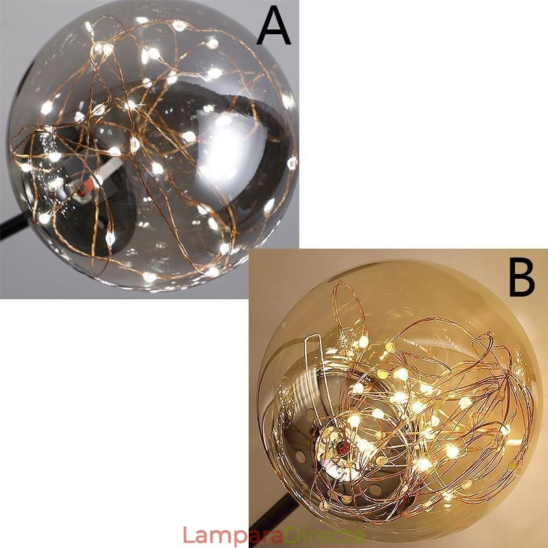 Lámpara colgante de estilo nórdico con forma de frijol mágico, bola de cristal y gypsophila.