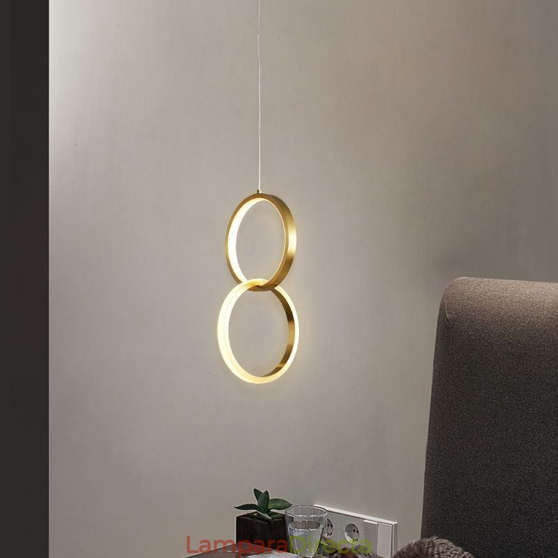Lámpara colgante con anillos de latón, accesorio de iluminación decorativo