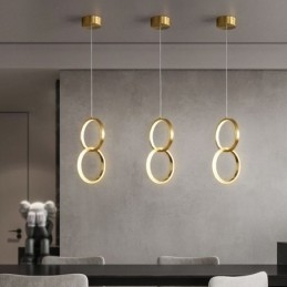 Lámpara colgante con anillos de latón, accesorio de iluminación decorativo