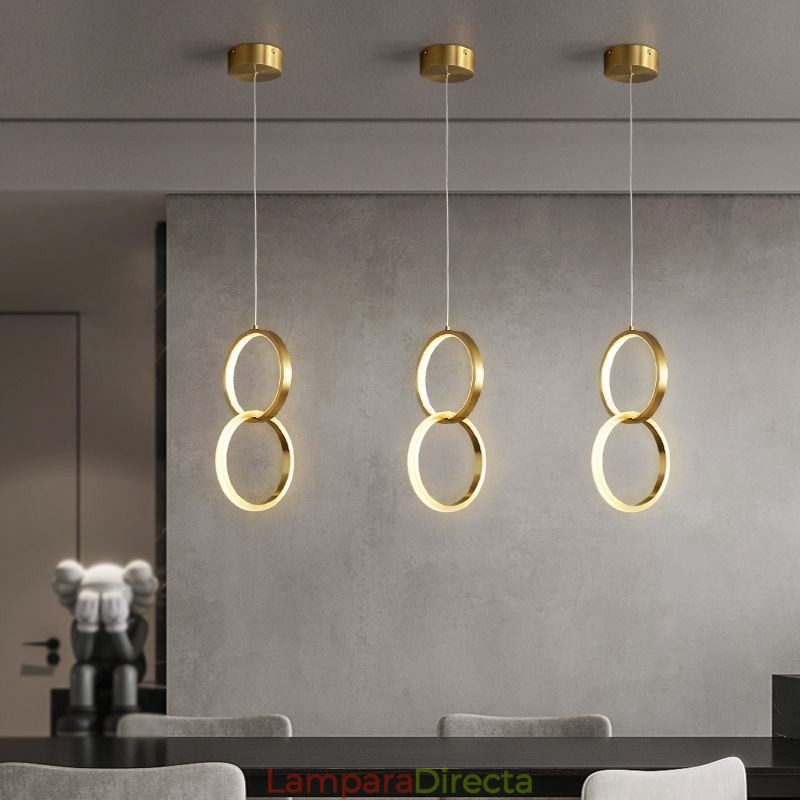 Lámpara colgante con anillos de latón, accesorio de iluminación decorativo