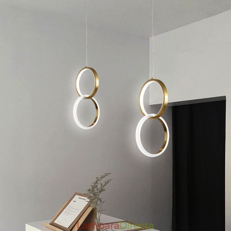 Lámpara colgante con anillos de latón, accesorio de iluminación decorativo