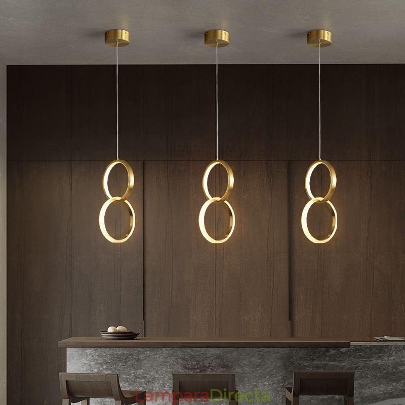 Lámpara colgante con anillos de latón, accesorio de iluminación decorativo