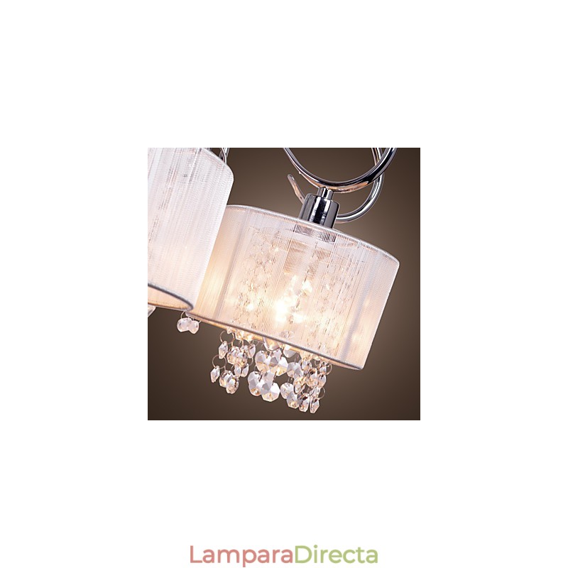 Lámpara de araña moderna contemporánea de metal cromado y cristal