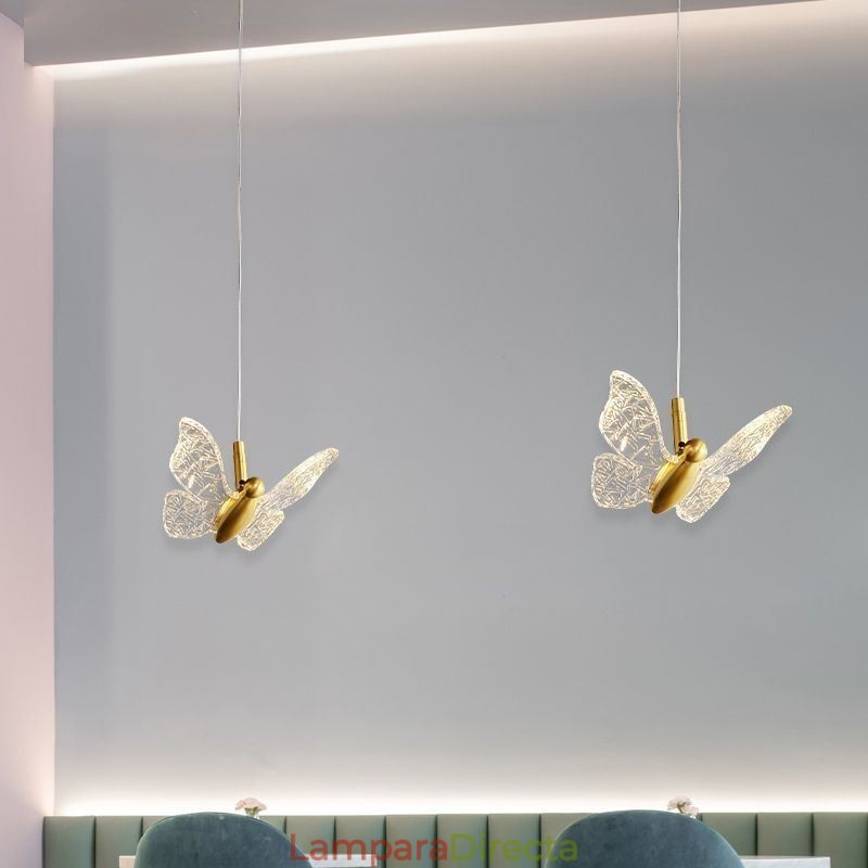 Lámpara colgante de acrílico con forma de mariposa para techo