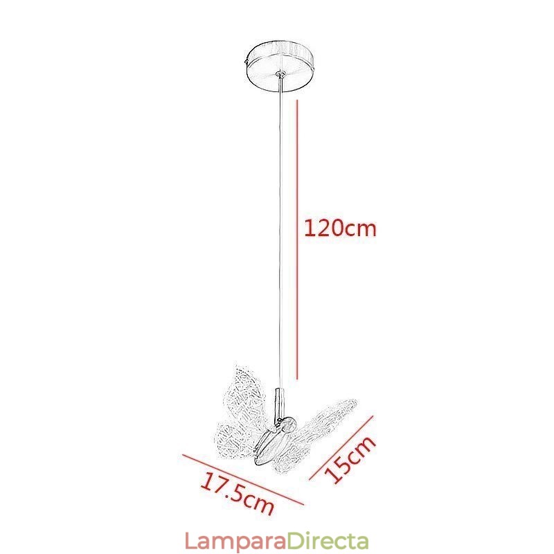 Lámpara colgante de acrílico con forma de mariposa para techo