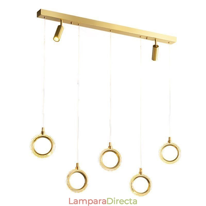 Lámpara colgante de acrílico con forma de anillo y foco