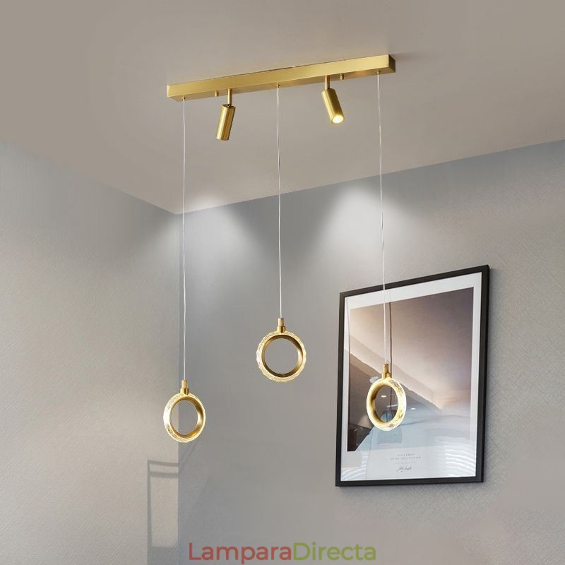 Lámpara colgante de acrílico con forma de anillo y foco