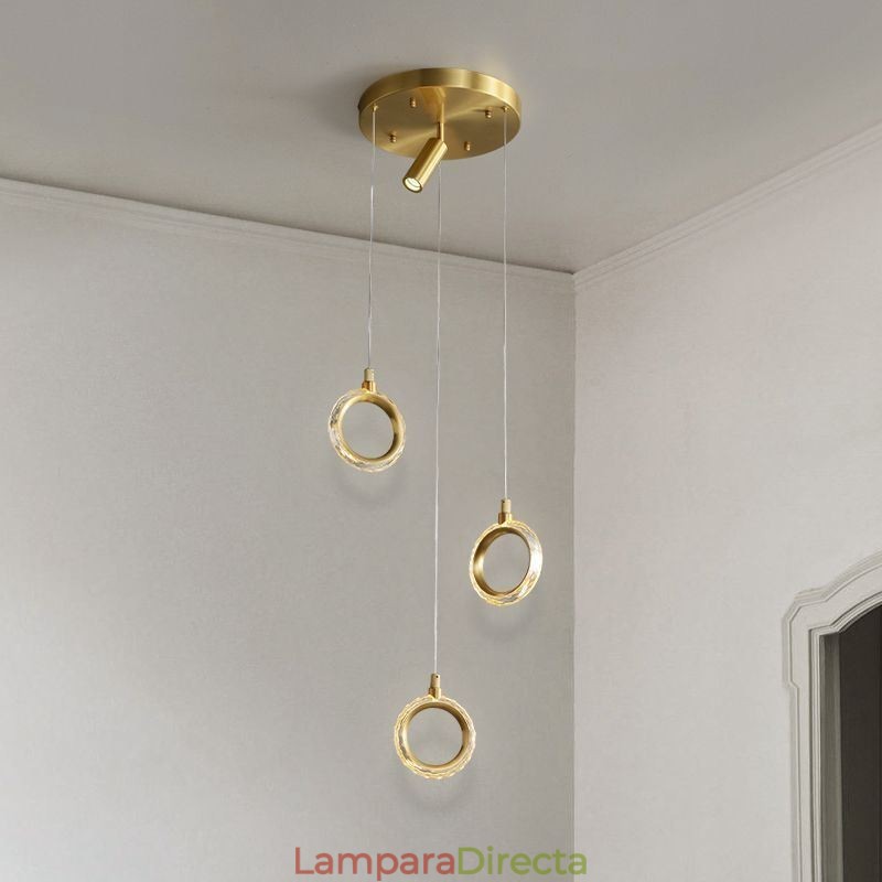 Lámpara colgante de acrílico con forma de anillo y foco