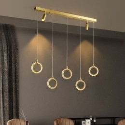 Lámpara colgante de acrílico con forma de anillo y foco