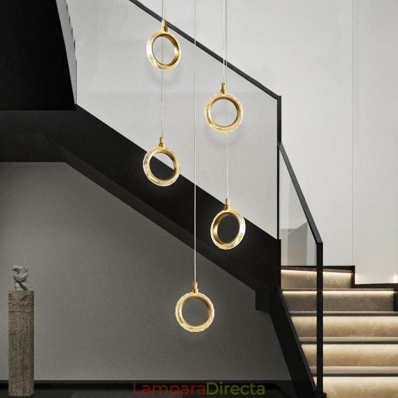 Lámpara colgante de acrílico con forma de anillo y foco