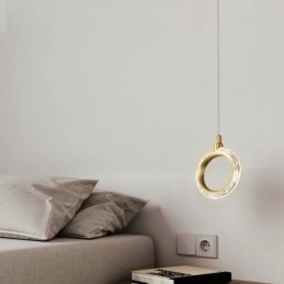 Lámpara colgante de acrílico con forma de anillo y foco