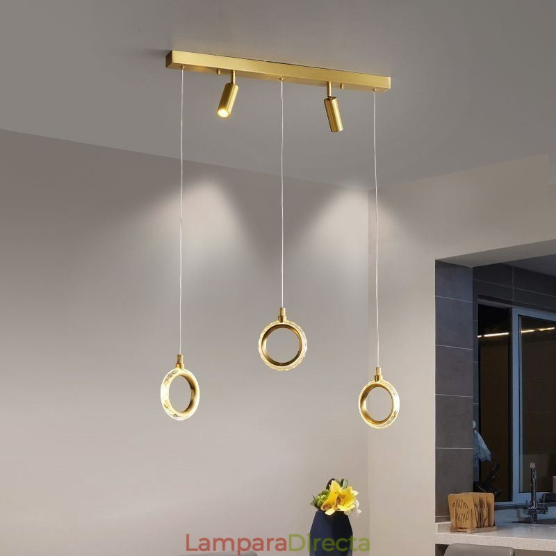 Lámpara colgante de acrílico con forma de anillo y foco