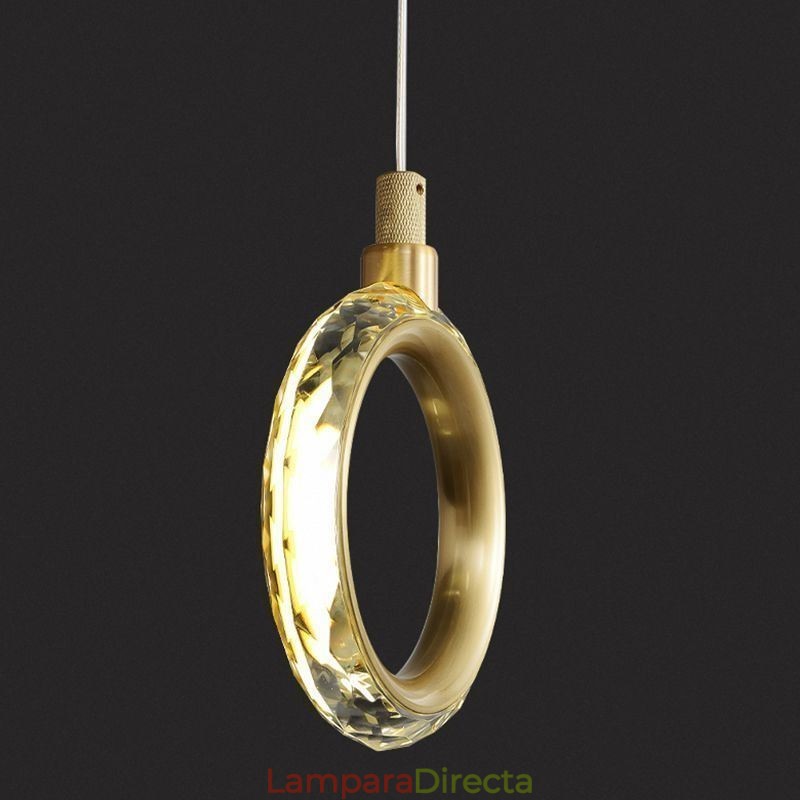 Lámpara colgante de acrílico con forma de anillo y foco