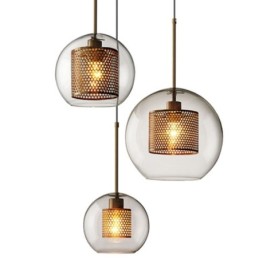 Lámpara colgante minimalista de cristal con 3 luces, lámpara de techo tipo isla