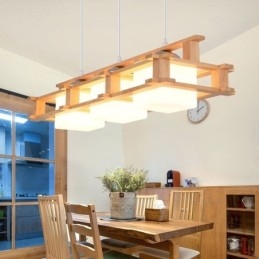 Lámpara colgante creativa de 3 luces de roble, lámpara de techo decorativa de madera para cafetería