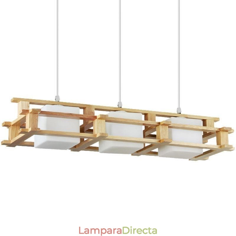 Lámpara colgante creativa de 3 luces de roble, lámpara de techo decorativa de madera para cafetería