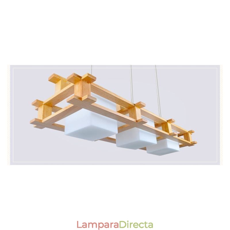 Lámpara colgante creativa de 3 luces de roble, lámpara de techo decorativa de madera para cafetería