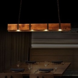 Lámpara colgante de estilo industrial rectangular de madera para techo tipo isla