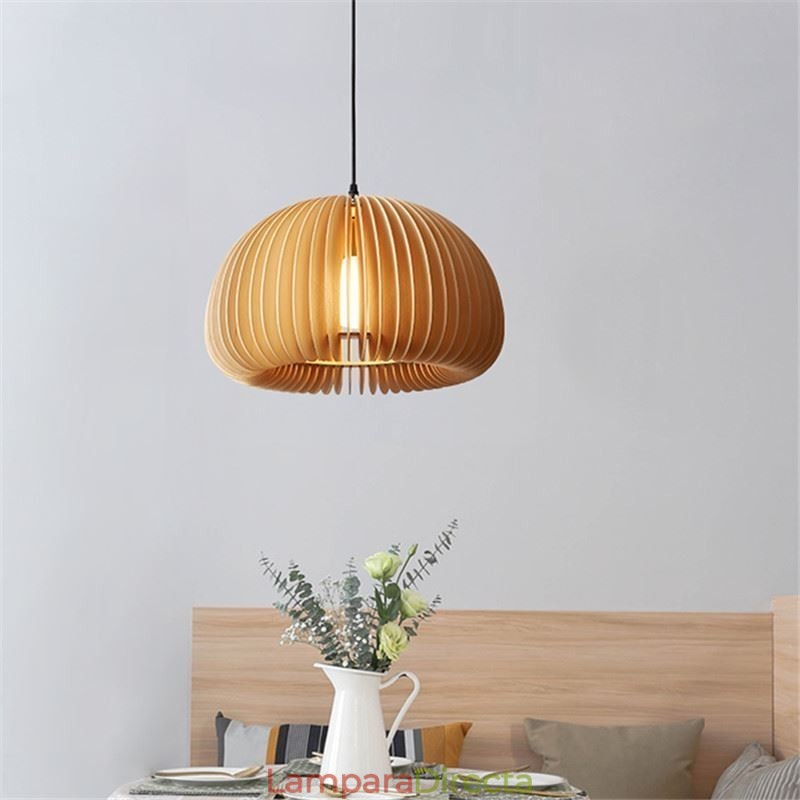 Lámpara colgante de estilo retro con forma de calabaza de madera de tilo