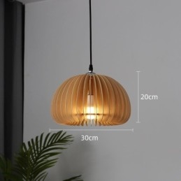 Lámpara colgante de estilo retro con forma de calabaza de madera de tilo