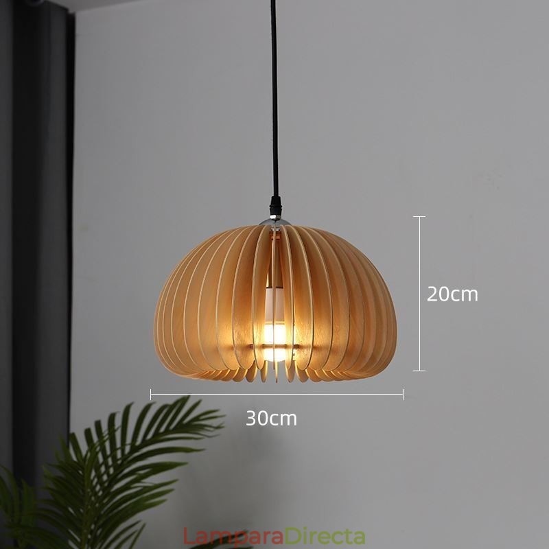 Lámpara colgante de estilo retro con forma de calabaza de madera de tilo