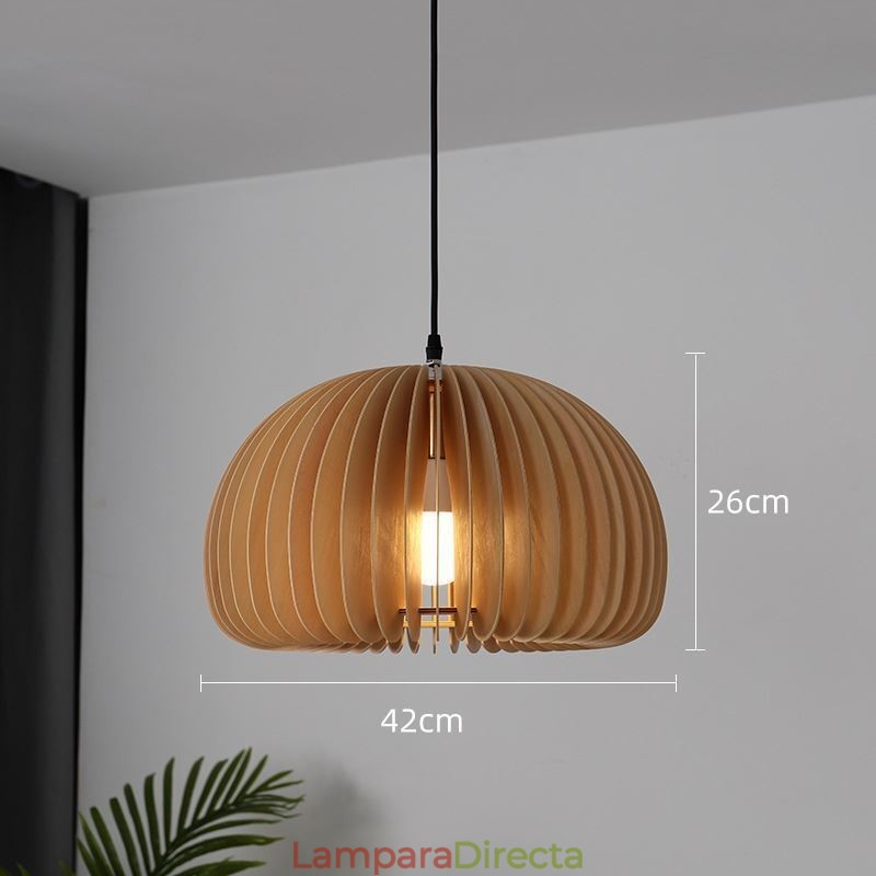 Lámpara colgante de estilo retro con forma de calabaza de madera de tilo