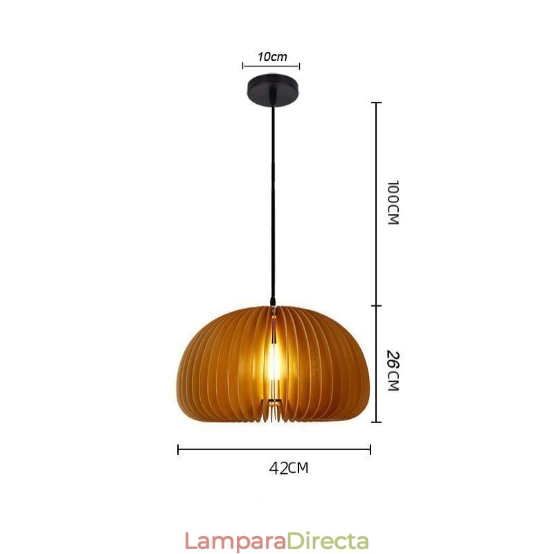 Lámpara colgante de estilo retro con forma de calabaza de madera de tilo