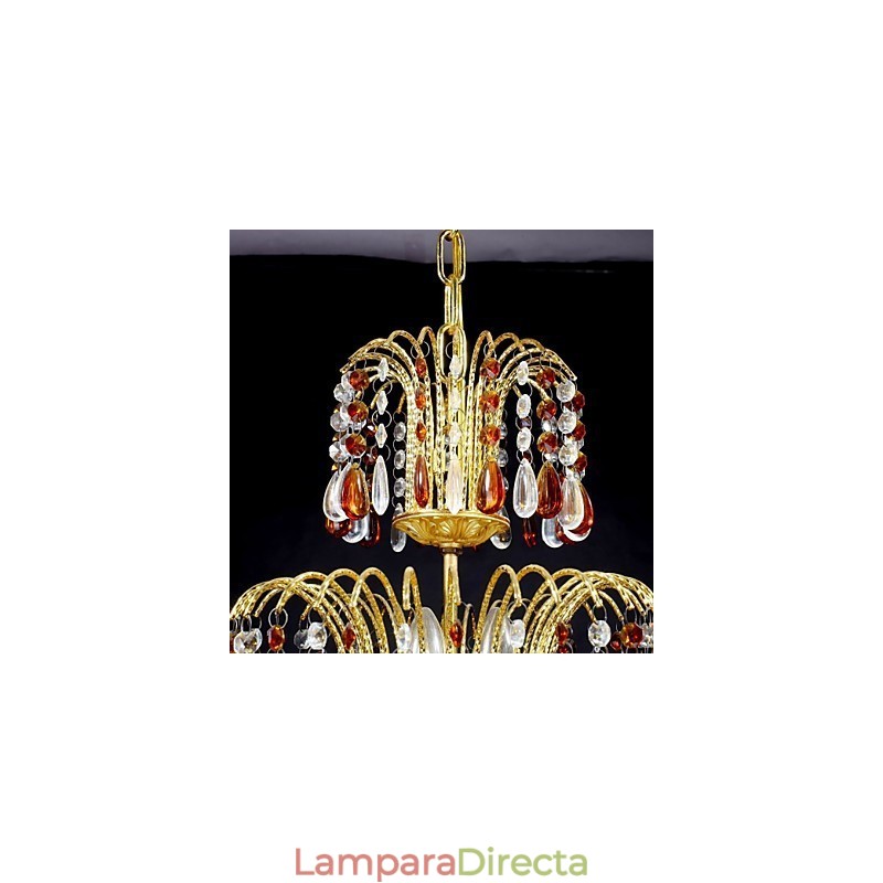 Lámpara de araña de metal con pintura de cristal clásica tradicional