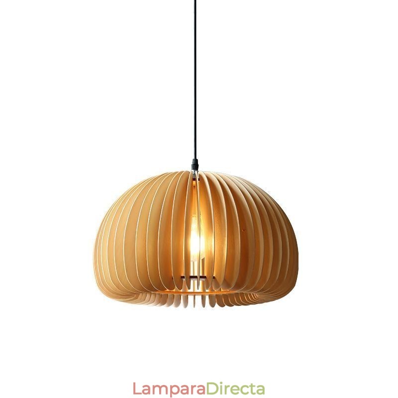 Lámpara colgante de estilo retro con forma de calabaza de madera de tilo
