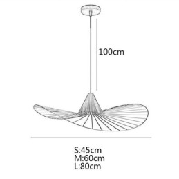 Lámpara colgante de hierro con forma de sombrero de paja simple, 1 luz