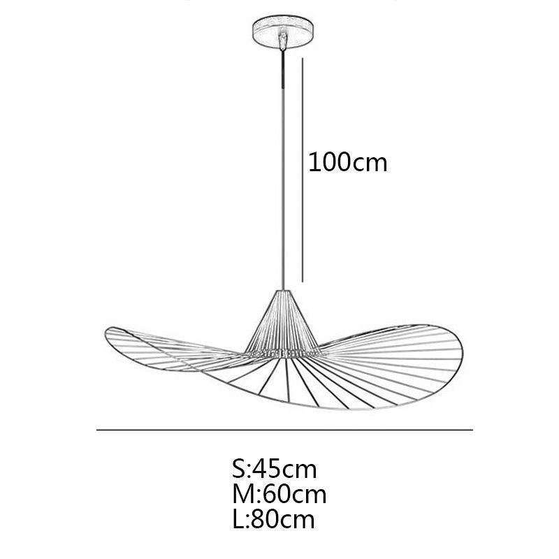 Lámpara colgante de hierro con forma de sombrero de paja simple, 1 luz