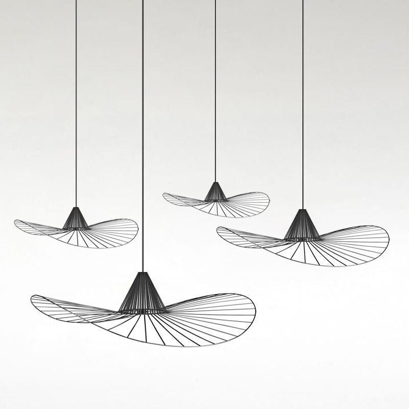 Lámpara colgante de hierro con forma de sombrero de paja simple, 1 luz