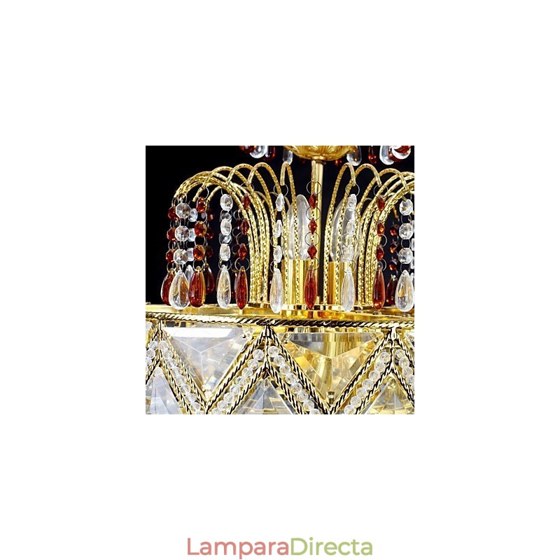 Lámpara de araña de metal con pintura de cristal clásica tradicional