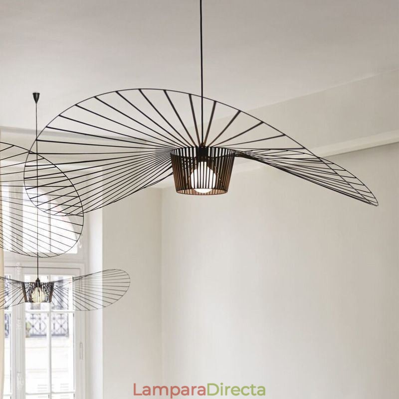 Lámpara colgante de hierro con forma de sombrero de paja, 1 luz