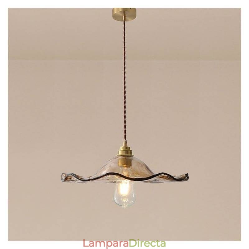 Lámpara colgante de vidrio con forma de hoja de loto, accesorio decorativo creativo