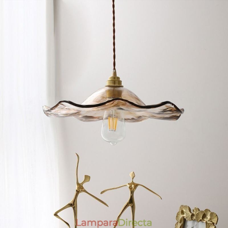 Lámpara colgante de vidrio con forma de hoja de loto, accesorio decorativo creativo