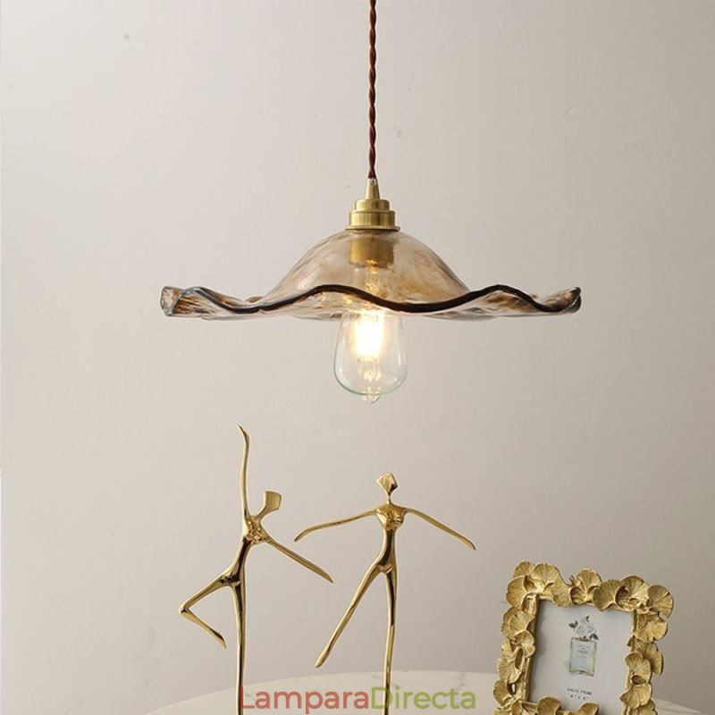 Lámpara colgante de vidrio con forma de hoja de loto, accesorio decorativo creativo