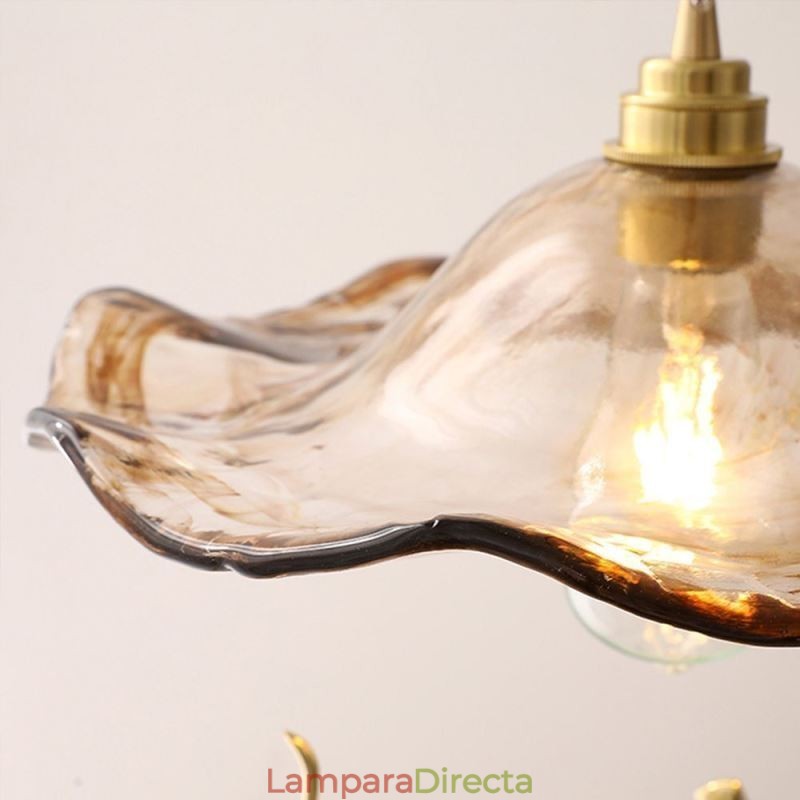 Lámpara colgante de vidrio con forma de hoja de loto, accesorio decorativo creativo