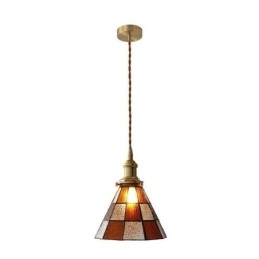 Lámpara colgante de cristal con celosía retro, estilo japonés