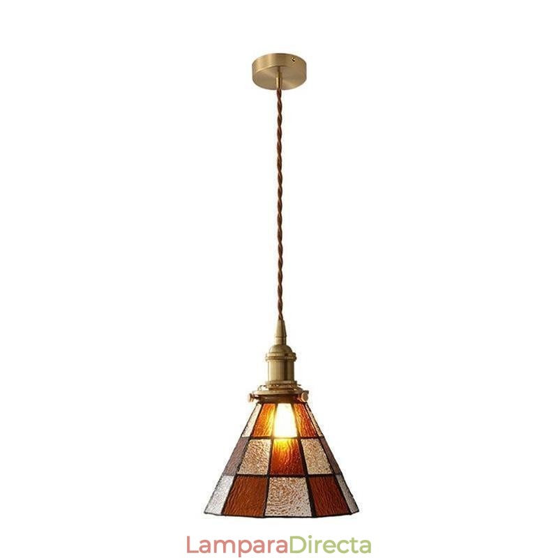 Lámpara colgante de cristal con celosía retro, estilo japonés
