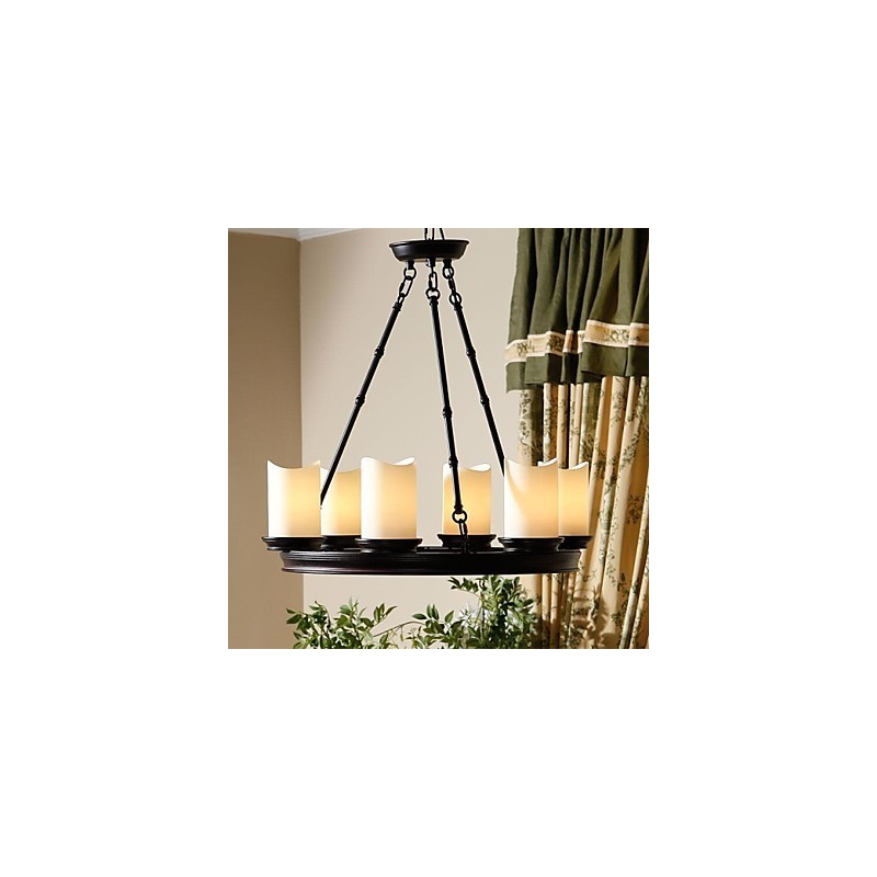 Lámpara de araña vintage de 6 luces de acero y cristal