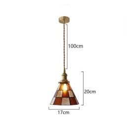 Lámpara colgante de cristal con celosía retro, estilo japonés