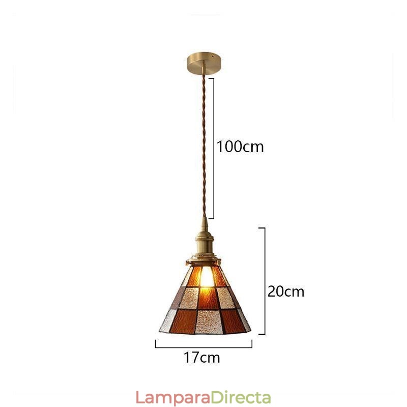 Lámpara colgante de cristal con celosía retro, estilo japonés