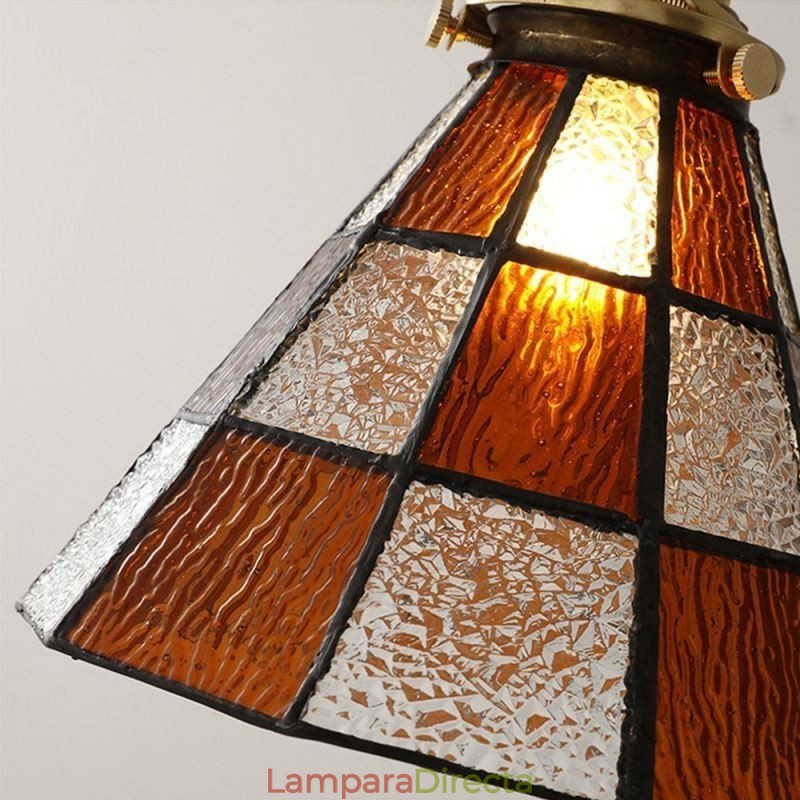 Lámpara colgante de cristal con celosía retro, estilo japonés