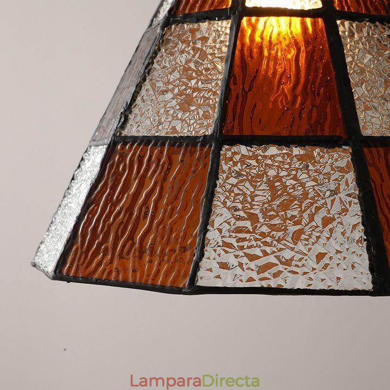 Lámpara colgante de cristal con celosía retro, estilo japonés