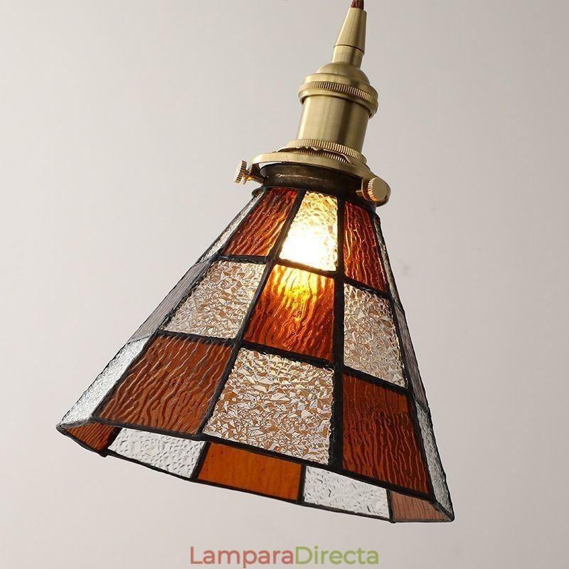 Lámpara colgante de cristal con celosía retro, estilo japonés