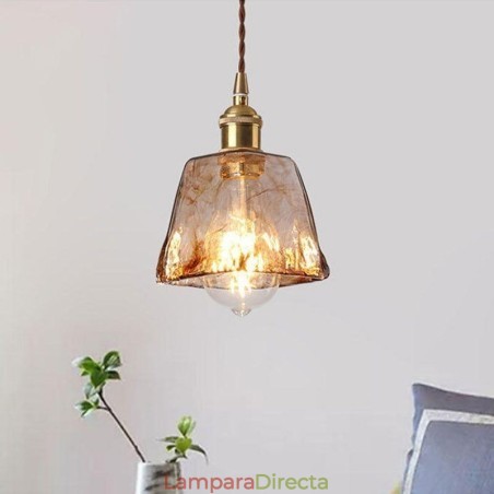 Lámpara colgante de cristal mini única, estilo japonés, color ámbar, iluminación decorativa. Lámpara colgante de cristal mini única, estilo japonés, color ámbar, iluminación decorativa.